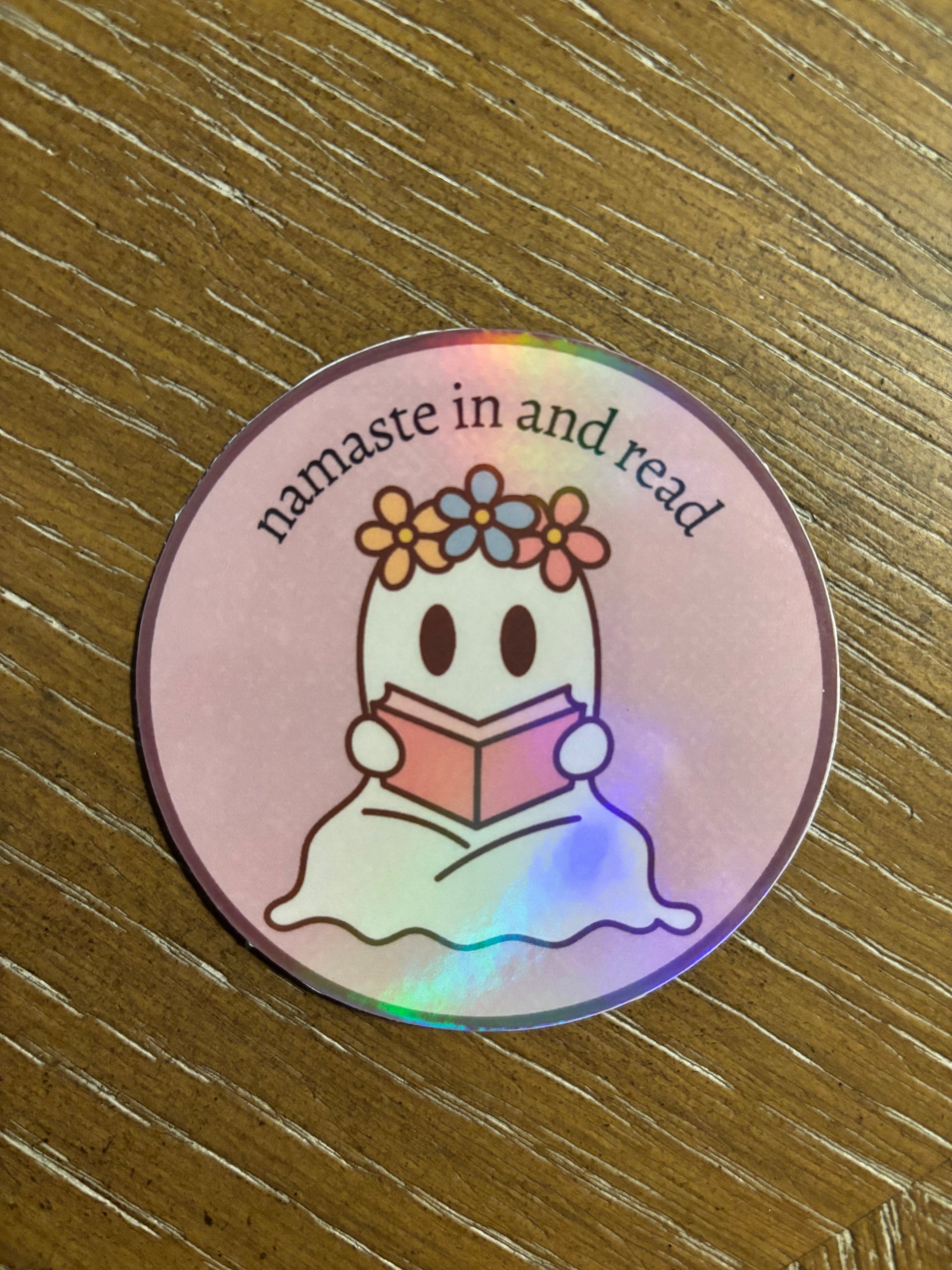 Namaste in and read sticker