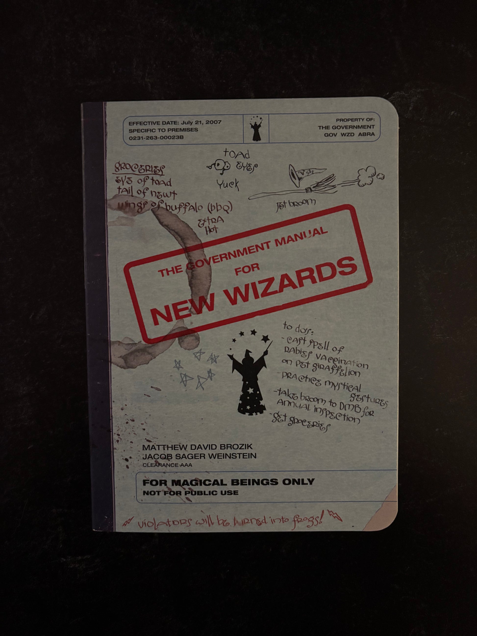 "The Government Manual for New Wizards" by Matthew David Brozik & Jacob Sager Weinstein (Preowned Paperback)