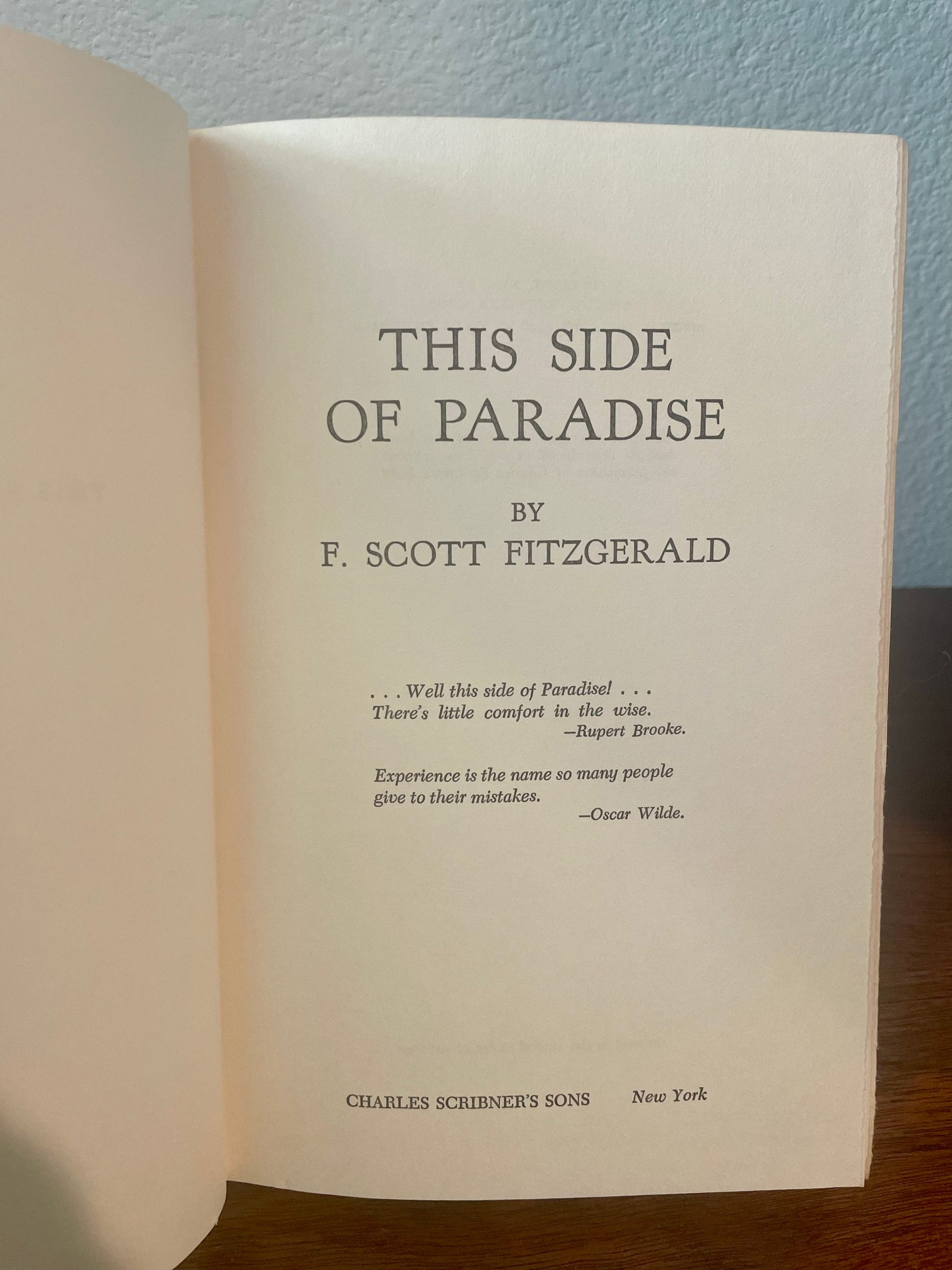 "This Side of Paradise" by F. Scott Fitzgerald (Antique Hardcover)